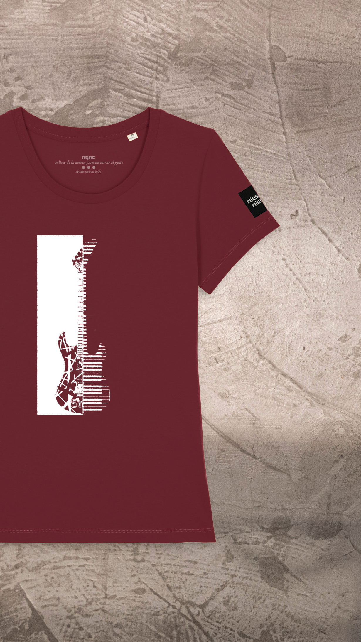 CAMISETA CHICA BURGUNDI HALEN RECORTADA