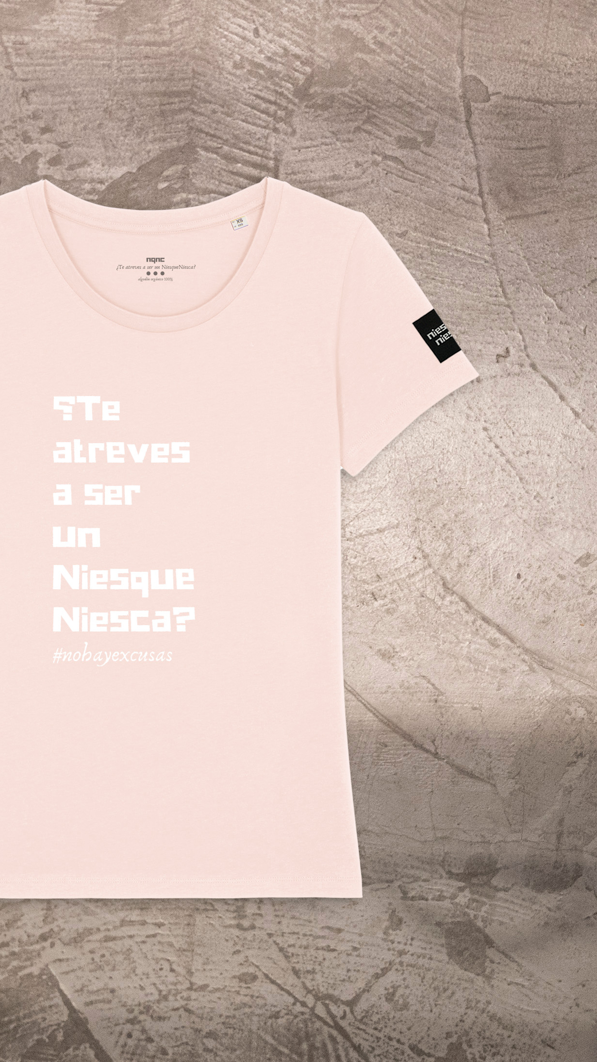 CAMISETA CHICA PINK NQNC TEXTO RECORTADA