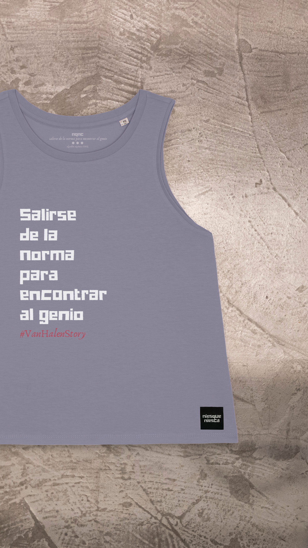 CAMISETA TIRANTES CHICA MALVA HALEN TEXTO RECORTADA