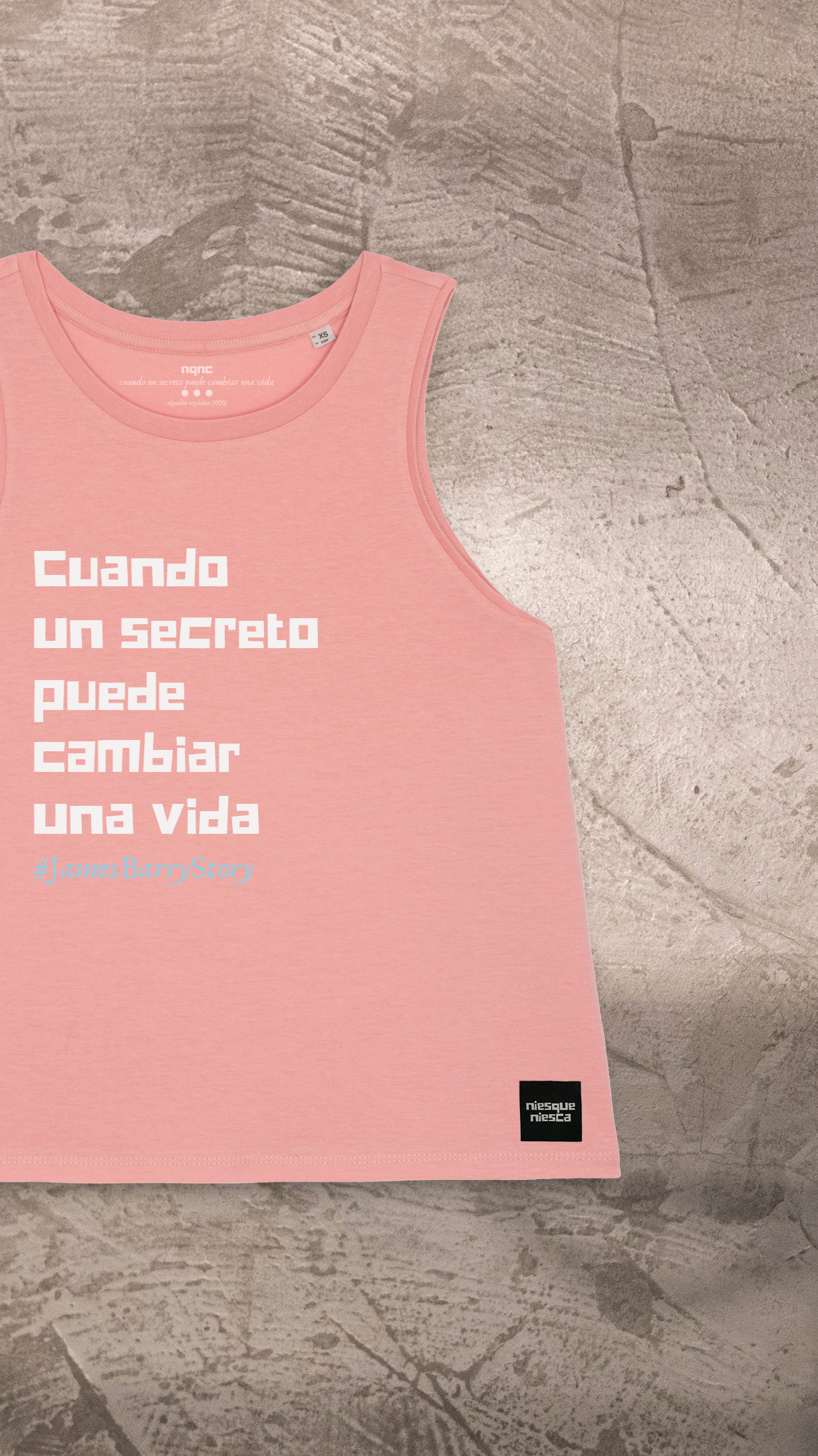 CAMISETA TIRANTES CHICA ROSA JAMES TEXTO RECORTADA