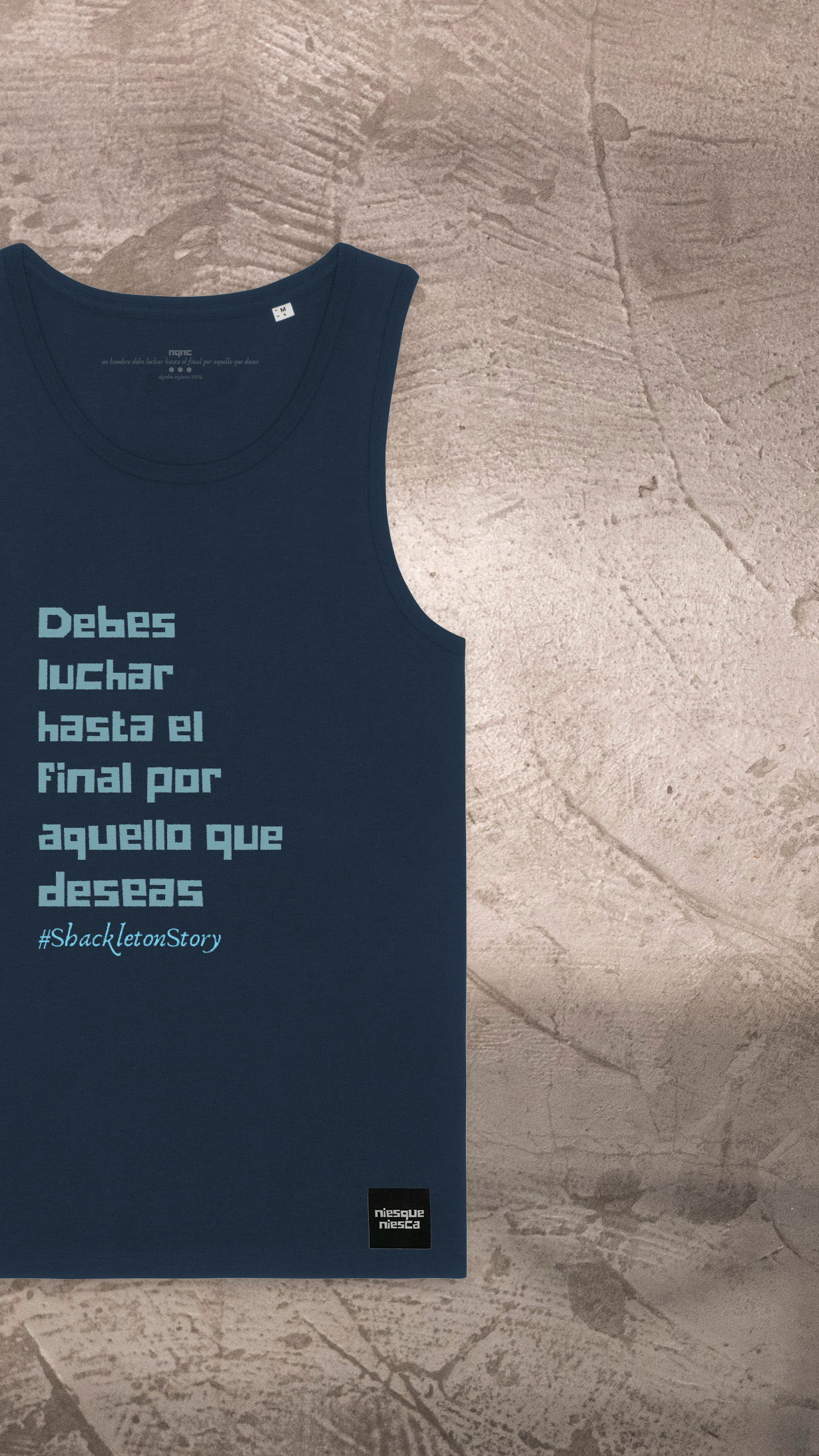 CAMISETA TIRANTES NAVY SHACKLETON TEXTO RECORTADA