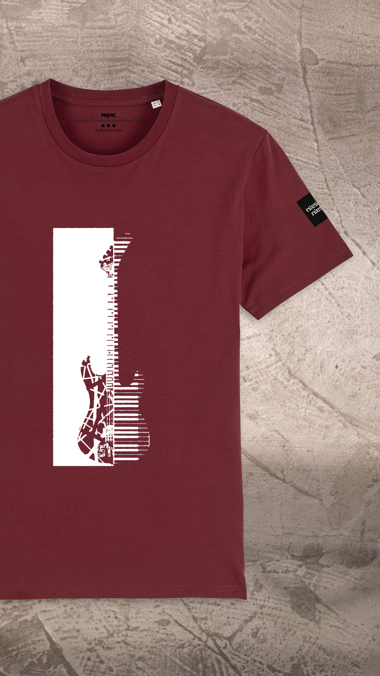 CAMISETA UNISEX BURGUNDI HALEN GRÁFICO RECORTADA