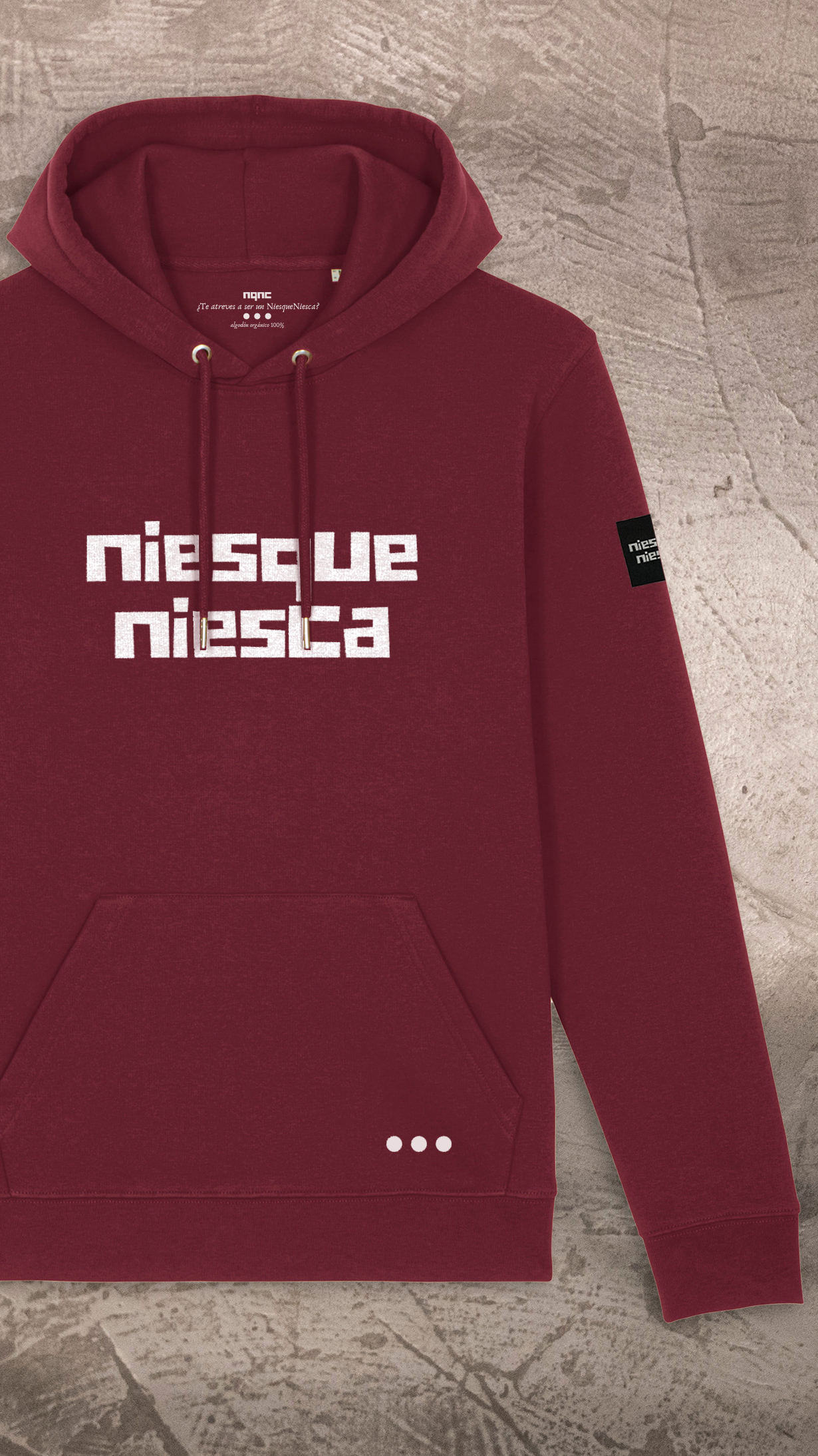 SUDADERA SIN CREMALLERA BURGUNDI RECORTADA